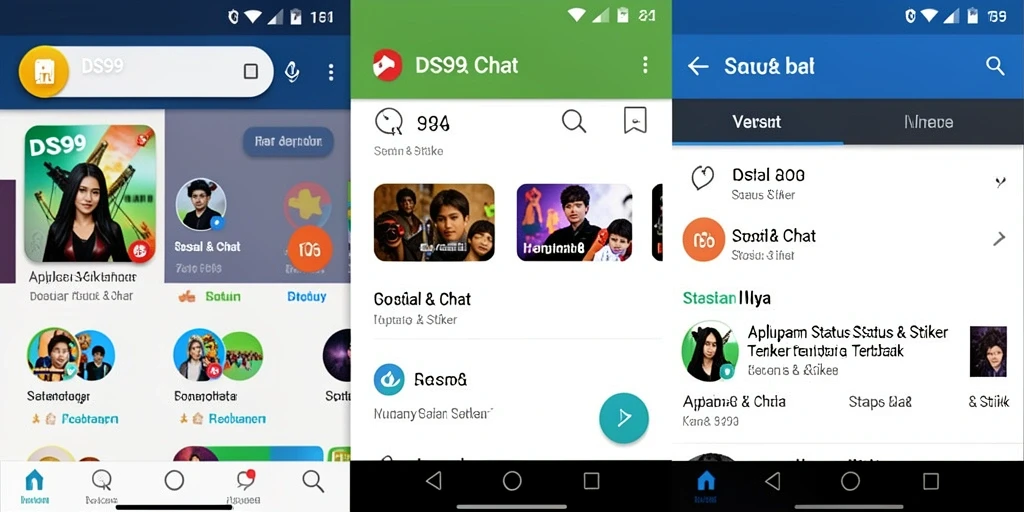 Antarmuka aplikasi DS99 dengan berbagai stiker dan status.