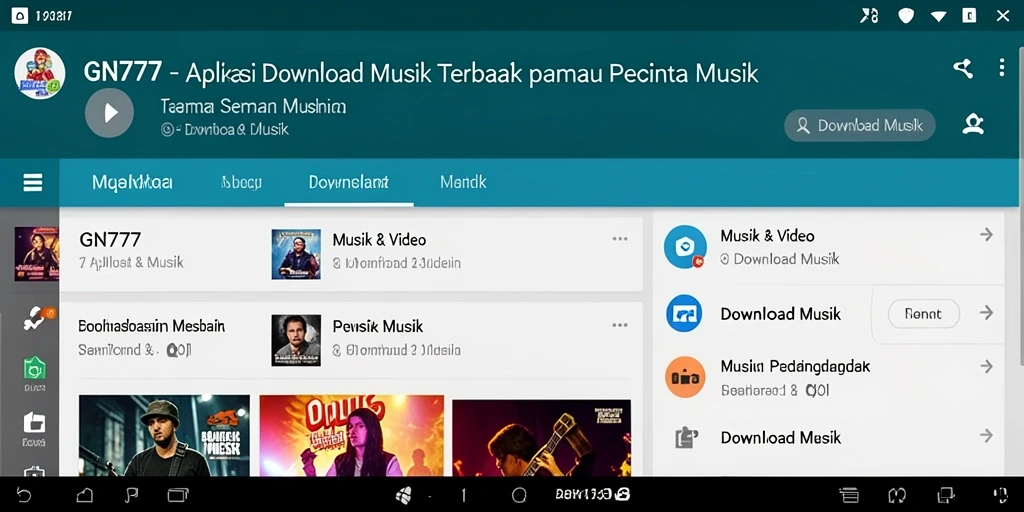 Antarmuka GN777 menampilkan kemudahan akses Download Musik.