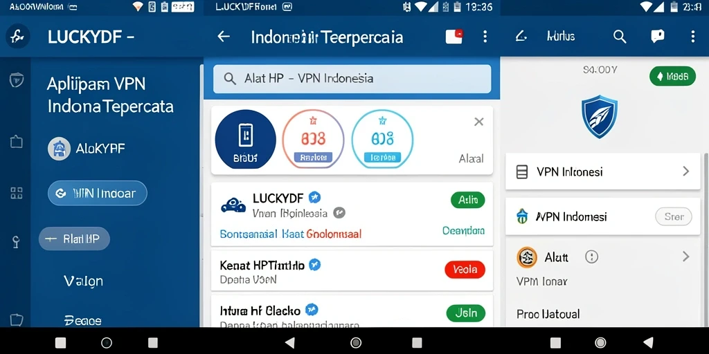 Antarmuka LUCKYDF menampilkan fitur-fitur VPN yang mudah digunakan.
