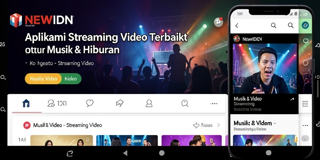 Antarmuka aplikasi NEWIDN dengan berbagai pilihan video Streaming.