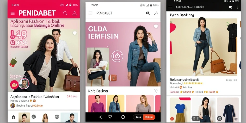 Antarmuka aplikasi PENIDABET yang menampilkan beragam produk fashion.