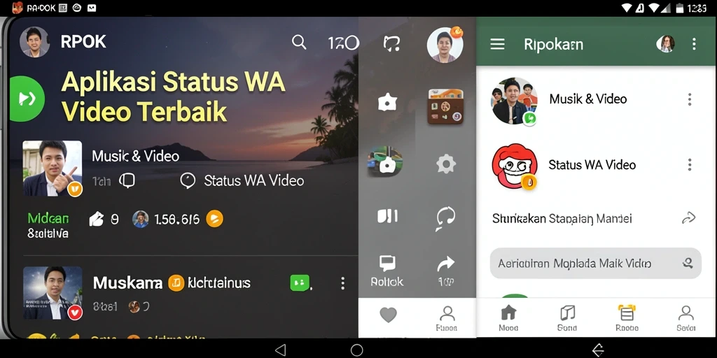 Screenshot utama RPOK menunjukkan antarmuka yang menarik untuk Status WA Video.